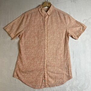 Alexander Julian Shirt Mens Small Orange‎ Geometric Short Sleeve Button Down Fun
